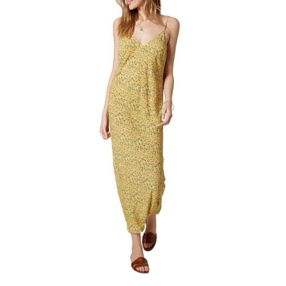 NWT O'NEILL Izzy Yellow Floral Midi Dress XS